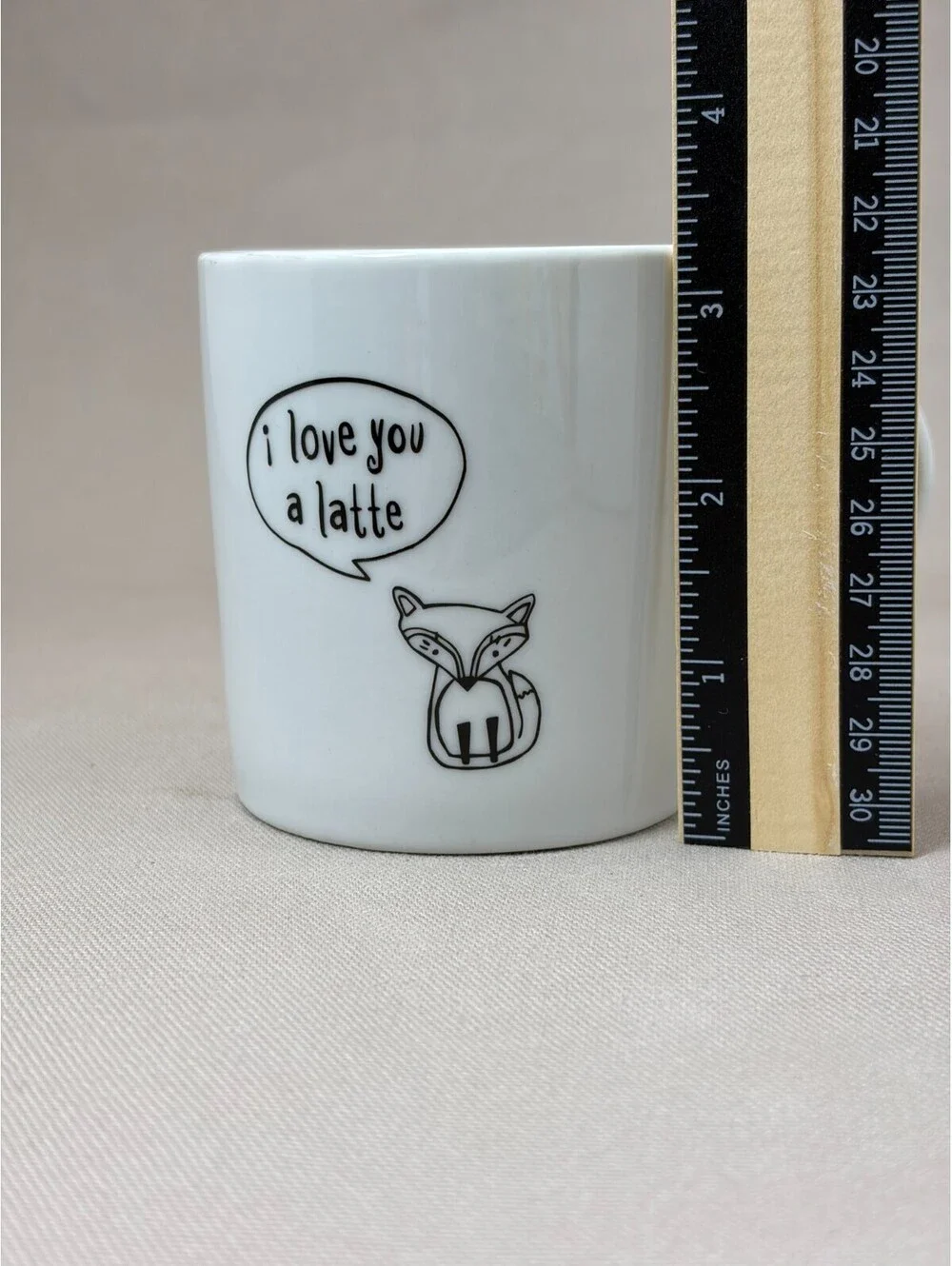 Natural Life I Love You A Latte Fox Coffee Mug White Ceramic Tea Cup 3.75 In